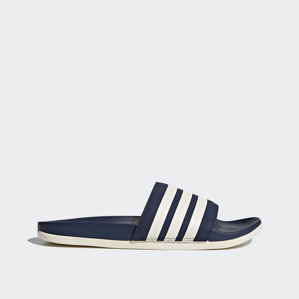 Adidas Adilette Cloudfoam Plus Stripes Slides - παντοφλες ανδρικα - Σκουρο Μπλε/Ασπρα/Σκουρο Μπλε,Μέ